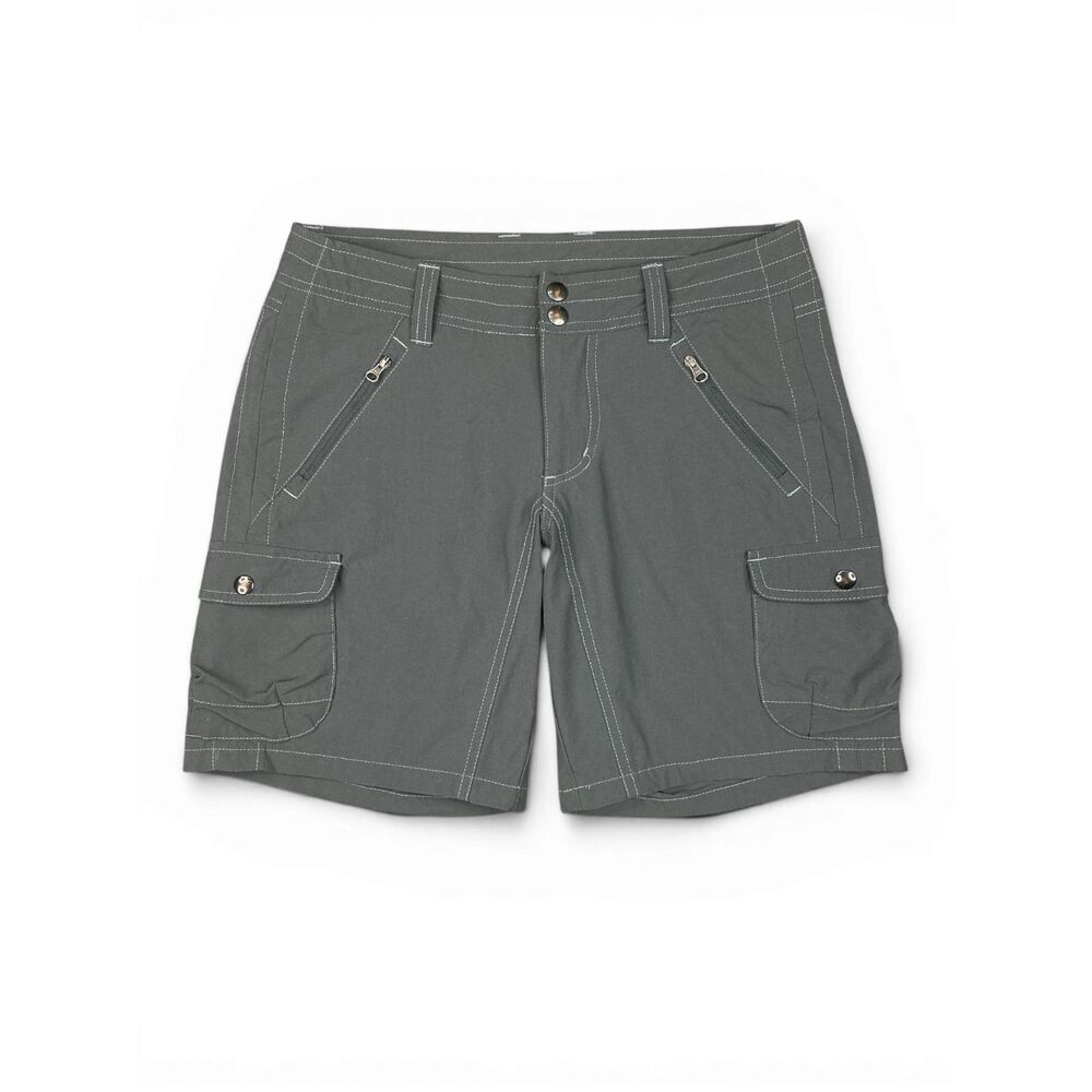 Kuhl Women's Hiking Cargo Shorts Size 2 Grey Nylon Stretch 7.5" Inseam UPF 50+